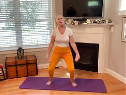 Dani D Mature Yoga Stretch #3 (Yellow Leggings And Pink Toe Nails)