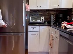 OLDER GILF IN GRANNY PANTIES CLEANS KITCHEN 